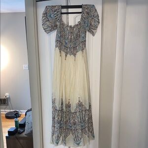 Entro Cream and Blue Maxi Dress